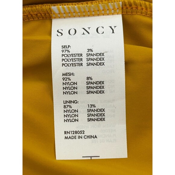 NWT Soncy Bikini Two Piece Swimsuit Tie Detail Ribbed Mustard Yellow Curvy Sz 12 - Picture 8 of 14